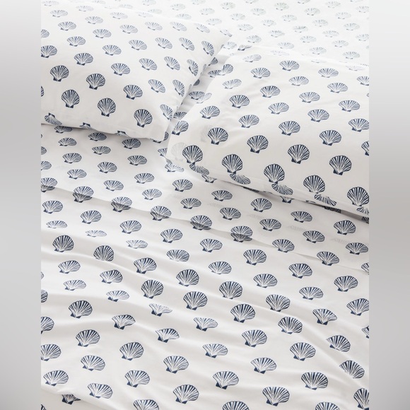 Garnet Hill Mini-Print Organic-Cotton Percale Sheet Set